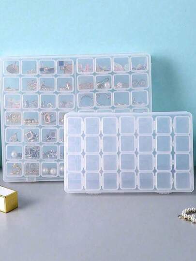 56/28/4 格透明收纳盒，塑料整理盒，多功能钻石画收纳盒，美甲饰品及配件收纳盒，DIY手工小物件收纳盒，药品收纳盒，情人节、新年、开学季礼物