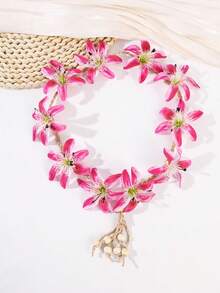 1pc Bohemian Tropical Imitation Flower Adjustable Headband, Women Hair Accessories - Multicolor - View 8