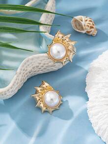 1 Pair Pearl Ocean Style Earrings For Women - Multicolor - View 5