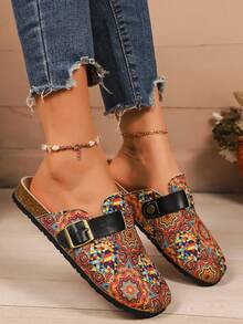 Women's Spring New Round Toe Thick Sole Comfortable Slip-On Casual Fashion Mules - Red - View 4