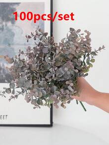 1束人造花束，尤加利人造植物，适用于婚礼装饰、家居花瓶装饰、花园户外毕业典礼装饰、新娘捧花、腕花、生日派对装饰、情人节、新年和秋季装饰 - 淺灰紫 - 查看 10