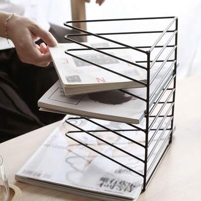 1 Stück multifunktionaler dreieckiger Eisen-Zeitschriftenhalter, Bücherregal, Plattenregal, Ablageregal für den Schreibtisch, geeignet für die Heimdekoration