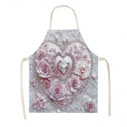 1pc{Colorful Hummingbird And Flower Pattern} Kitchen Apron, Suitable For Kitchen, Living Room, Dining Room, Hotel, Outdoor Barbecue And Other Scenarios, Made Of 100% Polyester, Machine - Washable, Large - Sized Apron