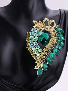 优雅水钻花朵胸针，男女通用，奢华水晶玻璃别针，宴会珠宝，服装配饰/朋友聚会徽章，新款礼物 - 大號玻璃(0087) - 查看 1