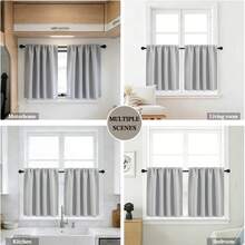 Cortina pequeña opaca, cortina para ventana de caravana/autocaravana, cortina parasol, diseño minimalista de unicolor, con bolsillo para barra para una fácil instalación, adecuada para caravana, autocaravana, dormitorio, sala de estar, cocina - Gris 1 pieza - Ver 7
