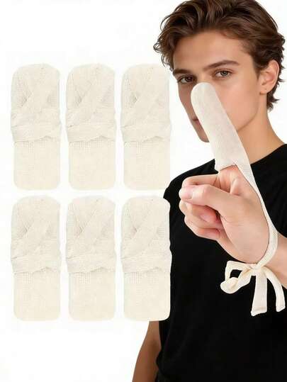 1/6 /10/20 chiếc bao ngón tay bằng cotton, bao ngón tay thoáng khí có thể tái sử dụng kèm dây đeo cổ tay dành cho người lớn, ống bảo vệ ngón tay cho người bị chàm, ngón tay cò súng, viêm khớp, đánh máy và sử dụng hàng ngày.