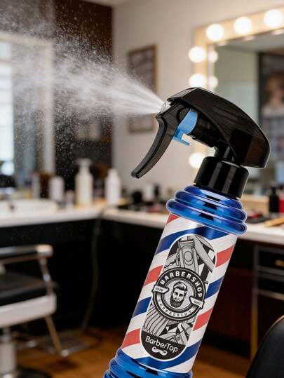 1pc Vintage Electroplated Spray Bottle, 5 Colors Available, Rotating Light Printed Spray Bottle, Salon Spray Bottle, Adjustable Nozzle, Fine Atomization, Barber Shop Styling, Thin Spray, Portable Barber Bottle, Suitable Professionals