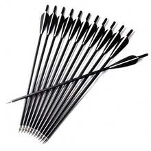 12Pcs Crossbow Bolts Carbon Arrows 20 Inch Hunting Archery Crossbow Arrows With Half Moon Nocks 125 Grain Removable Tips - Black - View 4