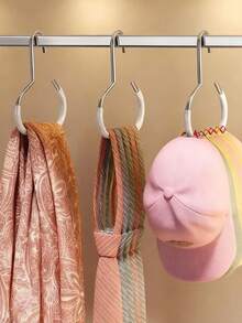 5pcs Hat Organizer Rack, Non-Slip Hanger Holder, Creative Round Clothes Rack Hook, Stainless Steel Wardrobe Hanger For Hats, Suspenders, Ties, Scarves, Lingerie - Multicolor - View 5