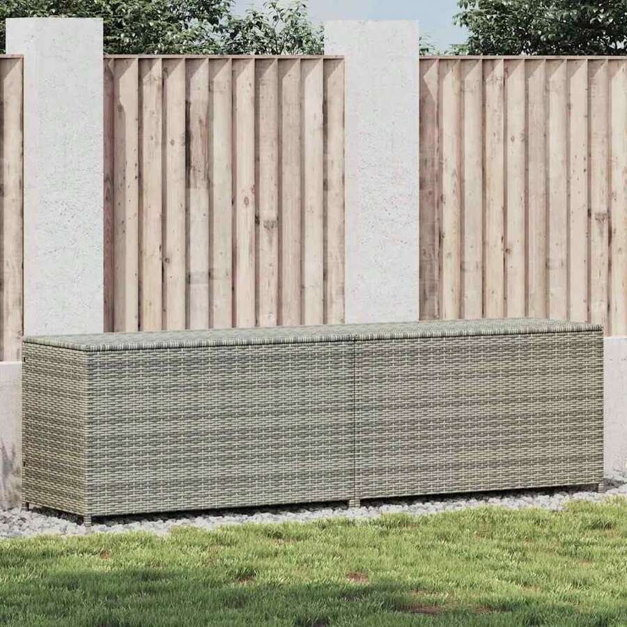 vidaXL Gartenbox Auflagenbox Kissenbox Kiste Gartentruhe Truhe Box Auflagenkiste Garten Poly Rattan 200x50x60cm Grau - xám - Xem 1