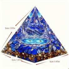 天然水晶蓝色太极图案青金石球能量金字塔，适合家居装饰的精美水晶礼品。能量水晶礼品，适合瑜伽冥想。 - 5厘米/1.97英寸 - 查看 7
