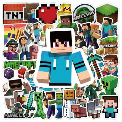  Minecraft Pixel Art Sticker Set | Classic Characters & Props Designs | Waterproof PVC Material | Reusable No Residue | Diverse Patterns | Gamer Decor For Skateboard, Helmet, Luggage, Phone Case, Laptop | Collectible Convention Merchandise | Personalized Decoration For Home, Office | DIY Scrapbooking, Gift For Birthday, Holiday