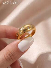 1pc Zirconia Inlaid Star Ring, 925 Sterling Silver Single Ring, Exquisite Jewelry, Birthday/Party Gift For Girls - Star - View 4