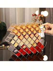 Acrylic Lipstick Storage Box, Multi-Compartment Transparent Makeup Organizer Rack - View 4