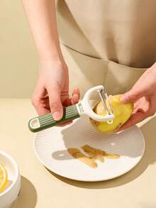 1/2pcs High Quality Stainless Steel Ergonomic Non-Slip Handle Fruit Peeler, Multifunctional Kitchen Tool Suitable For Potato, Carrot, Apple And Other Daily Food Preparation - Green - View 2