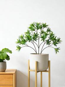 Cây cọ tre nhân tạo 50-133cm, cành cây Litsea giả, lá cây sung bằng nhựa, lá cọ giả trông như thật, cây lô hội giả, cây Dracaena dùng để trang trí nhà cửa, sân vườn, cửa hàng, văn phòng (không kèm chậu), 1 cây. - màu xanh lá - Xem 6