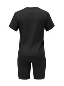 Bộ đồ thể thao và thường ngày 2 món gồm áo ngắn tay và quần short kẻ sọc, kiểu dáng thanh lịch mùa hè. - 662 - Xem 4