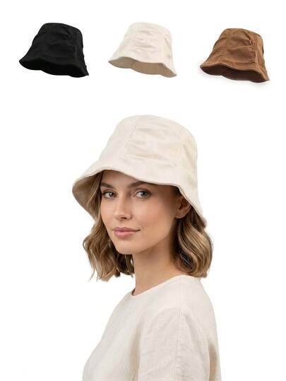 1顶时尚渔夫帽，褶皱休闲款，女士渔夫帽