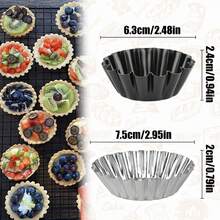Carbon Steel Tart Mould, Tart Mould, Muffin Mould, Egg Pie Mould, Non-Stick Reusable Baking Moulds For Cupcakes, Cakes, Desserts, Ice Cream - Multicolor - View 2