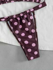 Ensemble de bikini à pois roses sexy pour femmes, convenant pour la plage, le port décontracté élégant en vacances. Fabriqué dans un tissu confortable et très élastique, convenant pour les festivals de musique, les fêtes de plage, les sports de surf. Ensemble de maillot de bain pour femmes avec attache à la nuque, dos noué, pour l'été - Multicolore - Voir 6