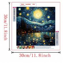 1pc DIY Diamond Painting, Landscape Theme - Starry Night Over The Rhone, Full Round Acrylic Diamond Mosaic, Suitable For Living Room, Bedroom, Office - Unique Creative Gift - View 9