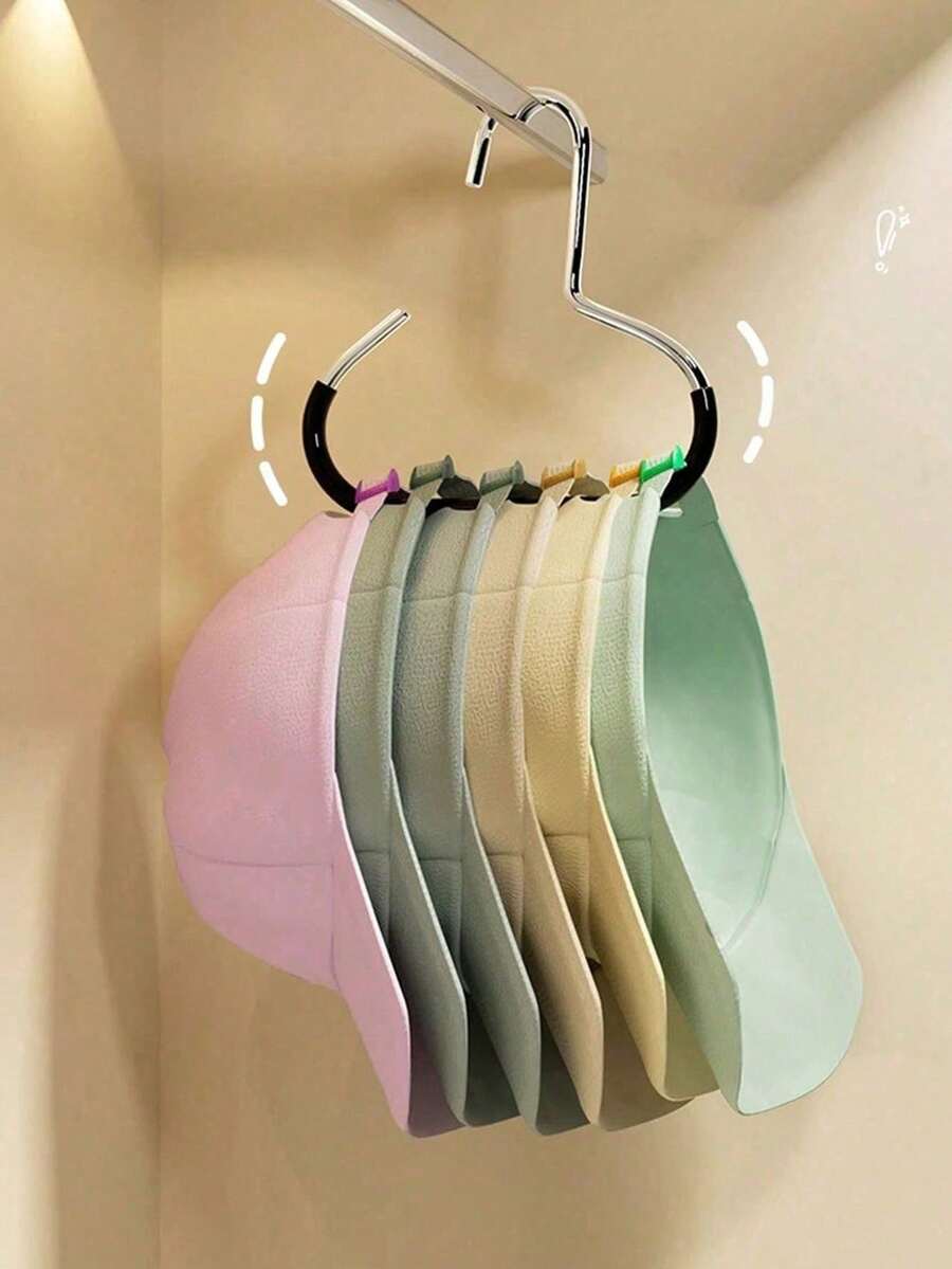 5pcs Hat Organizer Rack, Non-Slip Hanger Holder, Creative Round Clothes Rack Hook, Stainless Steel Wardrobe Hanger For Hats, Suspenders, Ties, Scarves, Lingerie - Multicolor - View 1