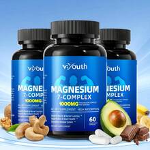 Viyouth Magnesium Complex 1000mg - Glycinate, Citrate, Taurate & More - Vegan Capsules For Calm, Sleep & Muscles - Gói tiết kiệm (3 cái) - Xem 5