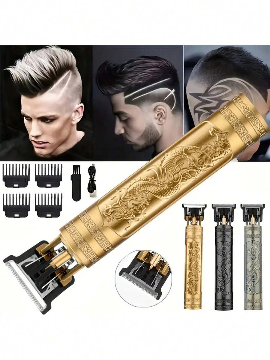 Men's Professional Hair Clipper And Beard Trimmer - USB Rechargeable Lithium Battery, 4 Attachments, Ergonomic Design With Adjustable Comb, Suitable For Trimming And Styling, Men's Hair Clipper - A - View 1