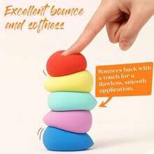 BEAKEY Makeup Sponge Set 5 Pack Micro Porous Low Absorption Soft Latex Free Foundation Beauty Sponges Blenders For Powder Cream - 5 miếng mút xốp nhiều màu - Xem 2