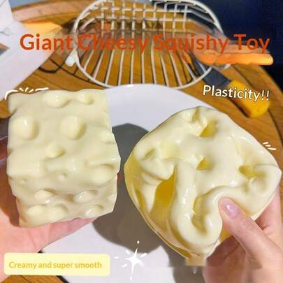 1pc Giant Cheese Squishy Toy, Handmade Coconut Oil Squeeze Ball, Malleable With Slow Rebound, Suitable For Girls, Stress Relief Toy For Teenagers, Gift, Squeeze Toy - Easter Gift - Birthday Gift - Christmas Gift - Holiday Gift