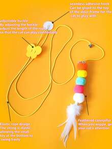 1个可调节悬挂式猫玩具，用于互动玩耍和娱乐 - 灰色 - 查看 4