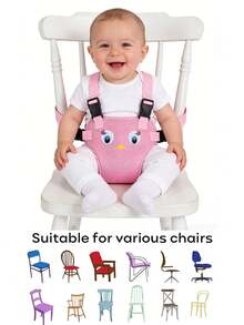 1pc Cartoon Embroidered Child Safety Seat Belt, Infant Car Seat Protection Strap, Anti-Fall Fixed Belt, Soft & Breathable Mesh Design For Baby High Chair - Multicolor - View 2