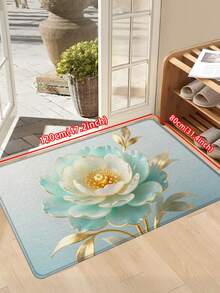 1pc Gradient Floral Art Bathroom Mat With Golden Outline, Machine Washable Shower Mat, Outdoor Doormat, Living Room Carpet, Entrance Mat, Runner Rug, Bathroom Rug, Luxury Gradient Peony Mat, Jade Floral Mat, Embossed Gold Mat, High-End Luxury Mat, Entrance Doormat, Anti-Slip Bathroom Mat, Water-Absorbent Bath Rug, Entrance Foot Mat - Jade Golden Peony - View 14