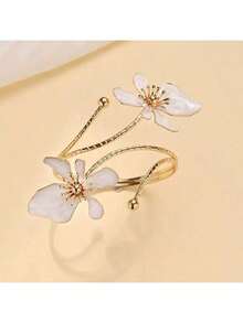 1pc Adjustable Floral & Geometric Pattern Elegant Anklet - Suitable For Daily Wear, Parties And Holidays, Comfortable All Seasons, Floral Pattern Party Accessory | Adjustable Anklet, Women's Daily Wear Party Jewelry Gift - White - View 3
