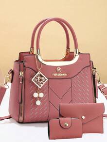 3pcs/Set Women's Embroidered Shoulder Bag, Fashion Personalized Crossbody Bag, Handbag Set - Black - View 10