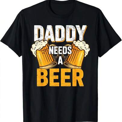[100% Algodón] Camiseta "Papi Necesita Una Cerveza", Divertida Camiseta Gráfica Para Hombres Amantes de la Cerveza, Ropa Casual Masculina, Estilo Urbano, Perfecta Para el Día del Padre y Regalo Para Amantes de la Cerveza, Camiseta Para Hombres y Mujeres