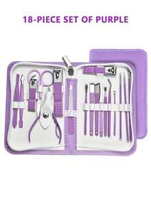 9/18/30pcs Purple Manicure Set, Stainless Steel Nail Clipper Set, Sharp & Durable Beauty Tools, With Zipper Travel Case, Unisex Nail Clipper Set, Great Gift Choice - Multicolor - View 9