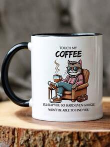 个性化酷猫主题咖啡杯，趣味十足，咖啡爱好者的福音，艺术陶瓷杯 - 彩色 - 查看 9