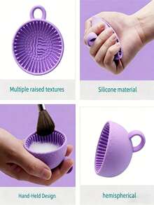 1pc Makeup Brush Cleaning Bowl, Solid Silicone Brush Mat, Silicone Makeup Brush Cleaning Bowl, Brush Cleaning Mat, For Cleaning Eyebrow Brush, Blush Brush, Powder Blush Brush, Eyeshadow Brush - Multicolor - View 3