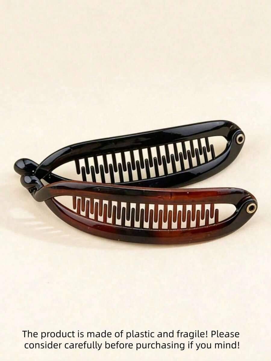 1pc Large Hair Volume Amber Banana Clip Ponytail Clip French Elegant High Skull Top Hair Clip Twist Clip, School Supplies, Y2K, Travel Essential, Hair, Clips For Hair, Cute Girly Stuff, Gifts For Women, Women's Accessories, Winter And Autumn, Hair Styling Tools, Curling Tools, Versatile Accessories, Everyday Accessories.Unique Small Accessories Fashion Claw Clips Elegant Hair Claws Casual Hair Clutch Beauty Hair Jaw Clip - 黑色 2 件裝 - 查看 1