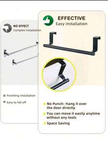 1 Giá treo khăn bằng thép không gỉ cho tủ bếp, thanh treo khăn liền mạch cho cửa phòng tắm/nhà bếp, đồ trang trí đám cưới, trang trí ngày lễ, quà sinh nhật - Xem 4