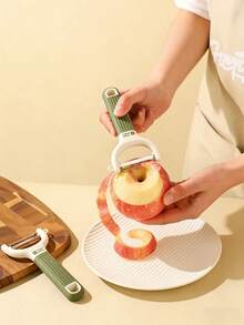 1/2pcs High Quality Stainless Steel Ergonomic Non-Slip Handle Fruit Peeler, Multifunctional Kitchen Tool Suitable For Potato, Carrot, Apple And Other Daily Food Preparation - Green - View 3