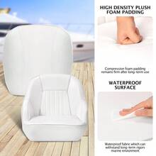 Silla de capitán para pontón, silla ergonómica tipo cubo para capitán, acolchado de espuma comprimida, estructura de plástico moldeado por inyección, sillas de capitán para barco con perno de montaje - Todo blanco - Ver 3