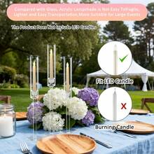 24Pcs Clear Candelabra Candle Holder,Acrylic Taper Candle Tall Candlestick Holder With Cylinder Shade For Wedding Dinner Party Graduation Christmas Event Home Table Decorations,No Candles Included - 燭台透明 - 查看 10