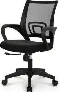 Office Desk Computer Chair Ergonomic Mesh Gaming Mid Back Seat With Comfy Lumbar Support Adjustable Height Swivel For Home Task (Black) - Mesh Black - View 8
