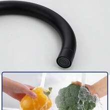 1个360°旋转不锈钢黑色水龙头，冷热双出水龙头，适用于洗碗机、水槽、蔬菜清洗盆 - 黑色 - 查看 5