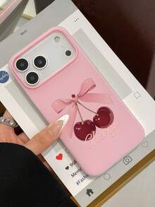 1个粉色樱桃蝴蝶结“Cherry”字母手机壳，粉色PC+TPU半透明磨砂双层保护壳，马卡龙风格手机壳，少女风，蝴蝶结美学时尚手机壳，手机套，可爱手机壳，兼容 11/12/13/14/15/16/16 Plus/16 Pro/16 Pro Max/17/17 Pro/17 Pro Max，适合少女心爱好者、蝴蝶结美学爱好者，生日、情人节、周年纪念日和日常使用，快速发货 - 粉色 - 查看 6