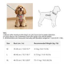 1 Set Dog Harness & Leash, Adjustable Padded Dog Chest Harness With Reflective Strips, Suitable For Small/Medium Pets - Multicolor - View 3