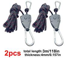 Cuerda de sujeción para tienda de campaña de 4 mm, tensor de cuerda, polea de fijación, colgadores de trinquete, gancho para toldo, hebilla para toldo, herramienta de tensado de cuerda. - 2 m 2 piezas - Ver 8