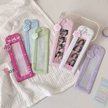 1pc Girl's Life 4-Panel Card Holder, Cute Big Head Sticker Display Card Case, Bowknot Hollow Pendant Card Holder - Four-compartment Card Holder - View 2